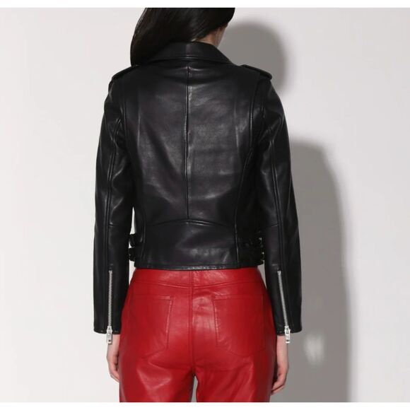 Walter Baker Liz Motorcycle Leather Jacket Black Size M - Picture 4 of 8